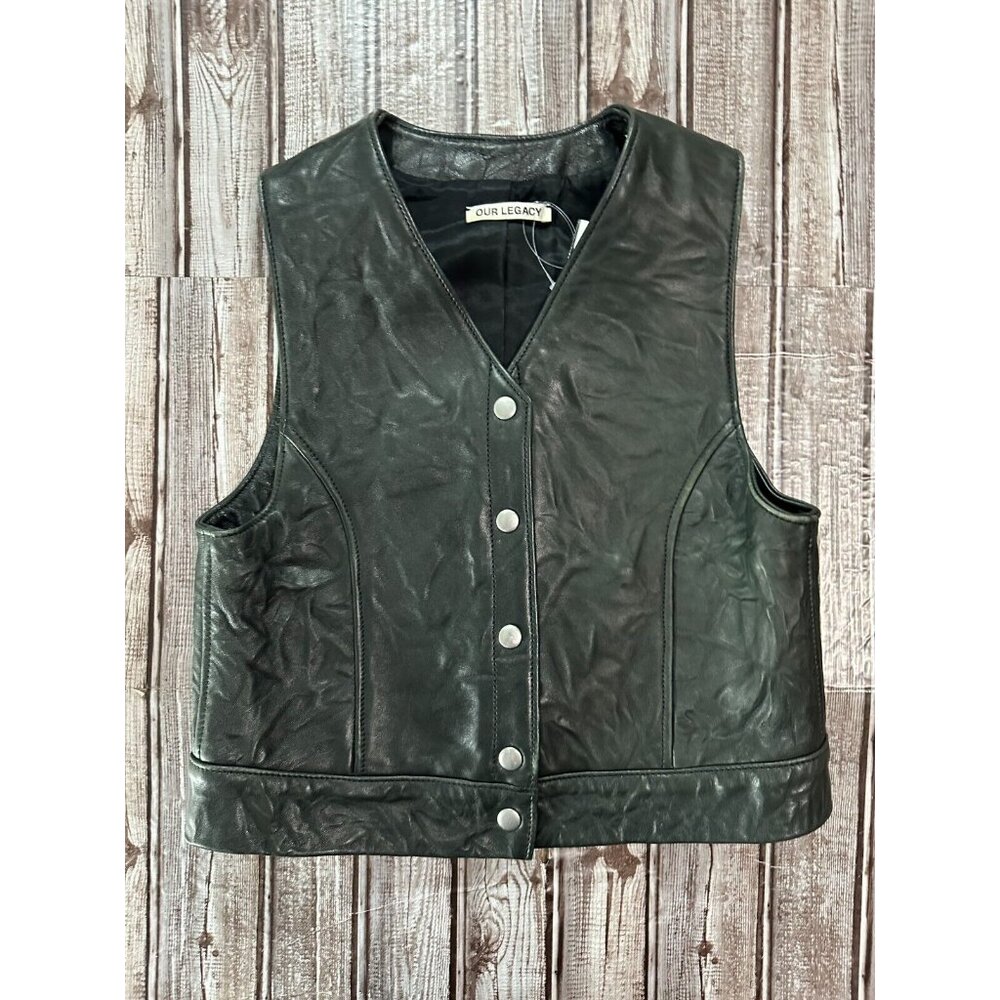 Our Legacy Lamb Leather Vest size 34 color green